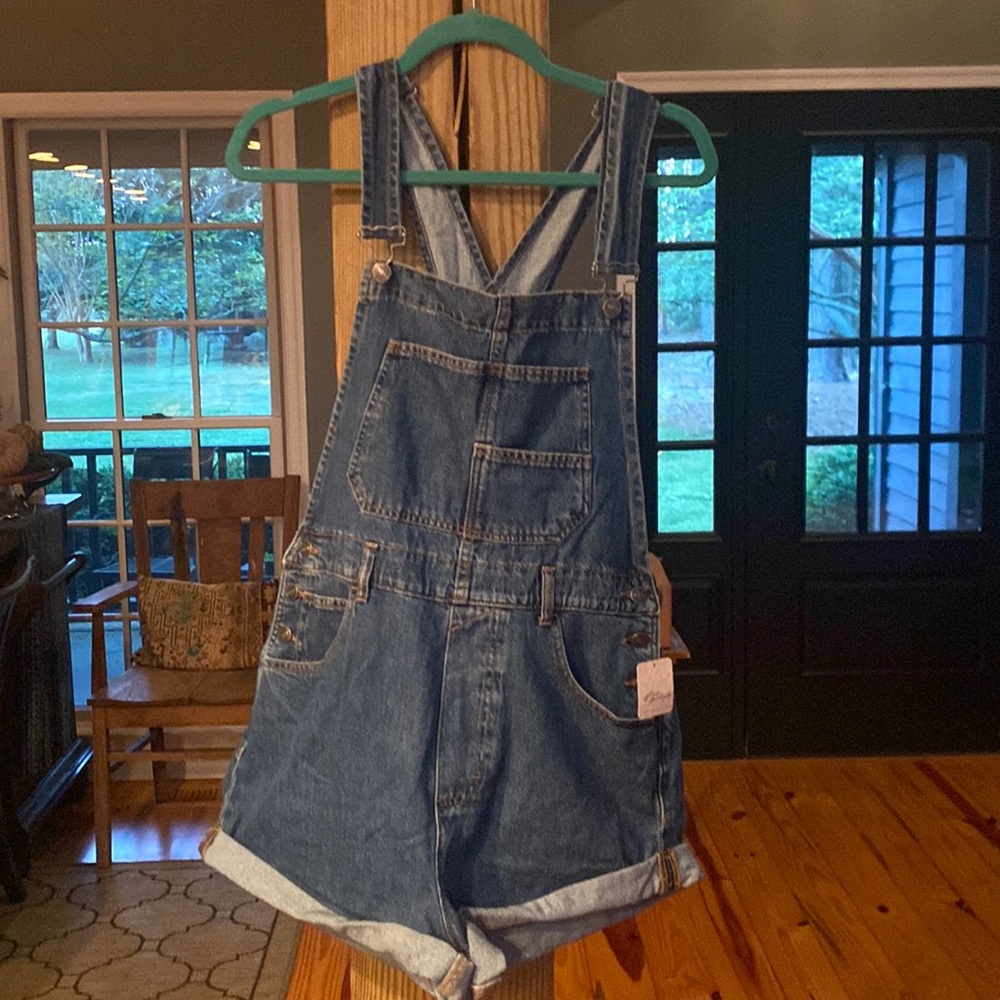 Free People Denim over all shorts
